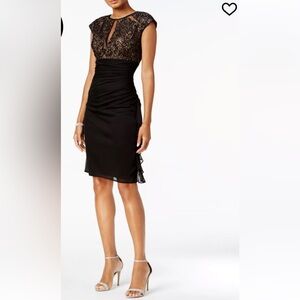 B & A Elegant  Cocktail Black Lace Women's Dress Set se 16